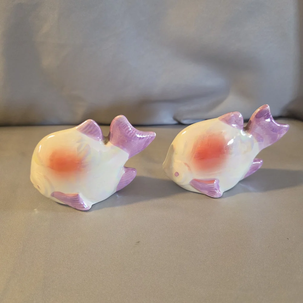 Cape Cod Fish Salt and Pepper Shakers - Purple and White